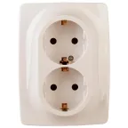 Розетка 2X2P+E Schuko, 16A-250В, винт, Эра12, слоновая кость, 12-2116-02