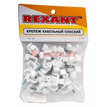 Крепеж кабеля плоский 12х6 мм, белый (50 шт/уп)