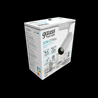 Светильник светодиодный трековый на шинопровод ДПО 32 Вт 2750 лм 4000К AC 220В Белый IP20 D180х220мм однофазный угол 24 грд Track Gauss