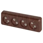 Розетка Intro Quadro 2-207-10 без заземления четырехместная 4х2P, 16А-250В, IP20, ОУ, венге