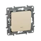 Выключатель одноклавишный, с подсветкой, бежевый, безвинтовые зажимы