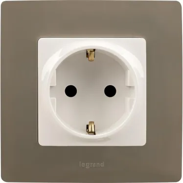 ETIKA Розетка с заземлением со шторками белая