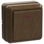 ОКТАВА Выключатель одноклавишный наружный дуб с индикацией