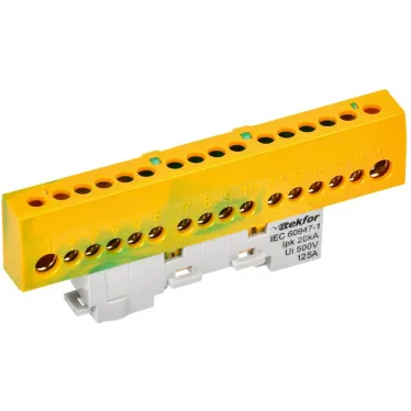 TEKFOR Шина PE земля изолированная на универсальном держателе 8х12-16-ЖЗ IEK