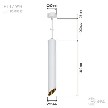 Светильник подвесной (подвес) PL 17 WH MR16/GU10, белый, потолочный, цилиндр