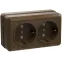 ОКТАВА Розетка двойная наружная с заземлением дуб