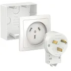 BLANCA СИЛОВОЙ КОМПЛЕКТ 32А, 250 В: розетка, вилка, подъемная коробка, БЕЛЫЙ