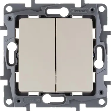 ETIKA Выключатель двухклавишный слоновая кость безвинтовые зажимы 10АХ