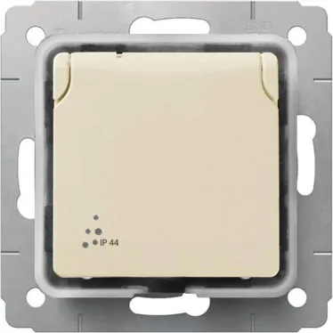 Розетка с заземлением Cariva IP44 слоновая кость