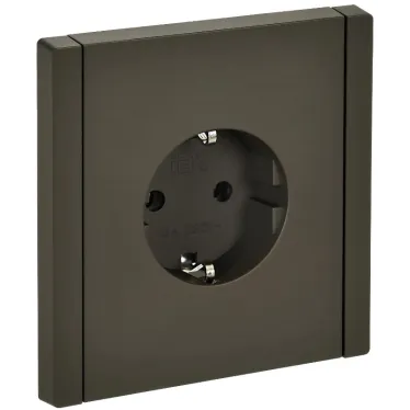 FORTE@PIANO Розетка 1-местная с заземлением с защитными шторками безвинтовое крепление 16А FP313 серый IEK