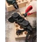 Розетка трехместная с защитными крышками каучуковая 230В 2P+PE 16A IP44 PROxima