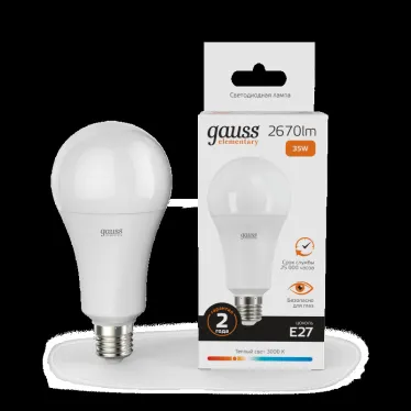 Лампа светодиодная LED 35 Вт 2670 лм 3000К А67 груша теплый E27 AC 220В Elementary Gauss