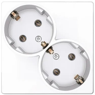 Розетка 2х2К+З Schuko без штор, белый