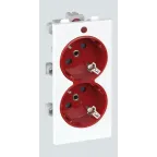 Connect Розетка двойная с заземлением 16А 250В CIMA-модуль 52x108 мм SC белый + красный