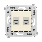 Avanti Компьютерная розетка RJ-45 без шторки в стену, кат.6А двойная экранированная, Ванильная дымка