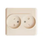 ЭТЮД Розетка двойная скрытая без заземления со шторками бежевая