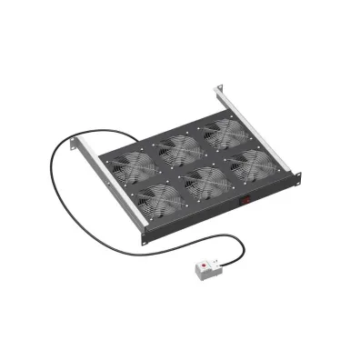 19дюйм Вентиляторный модуль, 6 вентиляторов с термостатом RAL 9005