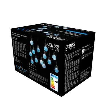 Гирлянда садовая на солнечной батарее 10 LED ламп Большие Шары Белый свет Solar, 1/24 | GS033 | Gauss