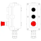Взрывонепроницаемый пост управления из алюминия LCSD-03-B-MB-P1B(11)x1-P1B(11)x1-P6R(11)x1-PBMB-KAEPM2MHK-20