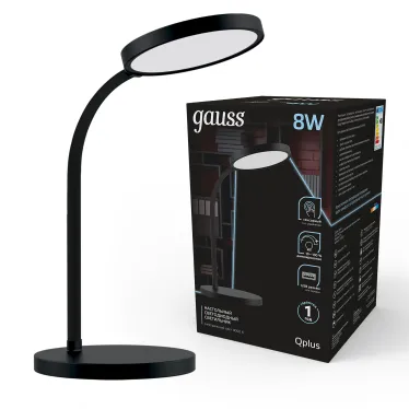Светильник настольный Qplus GTL503 8W 500lm 4000K 170-265V черный диммируемый USB LED 1/12 | GT5032 | Gauss