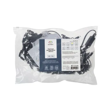 Гирлянда светодиодная Айсикл (Бахрома) 4,8х0,6 м, эффект мерцания, черный провод, 230 В, диоды теплый белый, 176 LED | 255-176 | NEON-NIGHT