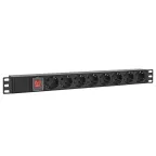 Блок розеток PDU TERACOM PRO 19'' 1U 16А/250В 8 розеток Schuko с выключателем шнур питания длиной 2 метра сечение 3x1.5 мм2 вилка Schuko корпус алюминий черный