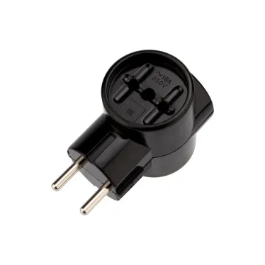 Тройник электрический РЕТРО 10 А без заземления черный карболит