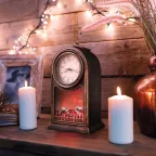 Светодиодный камин Старинные часы с эффектом живого огня 14,7x11,7x25 см, бронза, батарейки 2хС (не в комплекте) USB | 511-021 | NEON-NIGHT