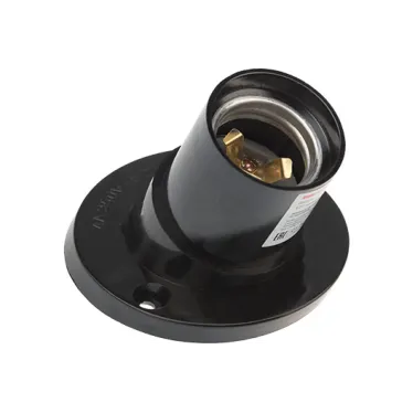 Патрон карболитовый настенный Е27 черный c этикеткой наклонный | 11-8817 | Rexant