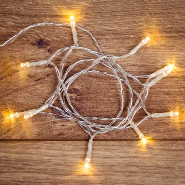 Гирлянда светодиодная универсальная 10 LED, 1,2 метра, прозрачный ПВХ, теплое белое свечение, батарейки 2хАА | 303-073 | NEON-NIGHT