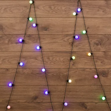 Гирлянда "Мультишарики" Ø30мм 5м, темно-зеленый ПВХ  25 диодов, цвет RGB | 303-569 | NEON-NIGHT