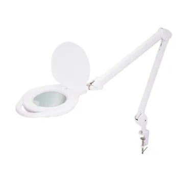 Лупа на струбцине , круглая, 5D, с подсветкой 96 LED, теплый и холодный свет, белая | 31-0535 | REXANT