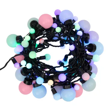 Гирлянда "Мультишарики" 17,5мм, Ø23мм, Ø17,5мм, Ø45мм 10м черный ПВХ, 80 диодов, цвет RGB | 303-589 | NEON-NIGHT