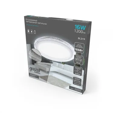 Светильник светодиодный Bubbles BL319 Кругл. 12+4W LED 4000K 1200лм193х31ммO160 1/20 | BL319 |Gauss