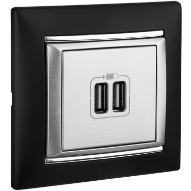 VALENA Розетка двойная USB алюминий