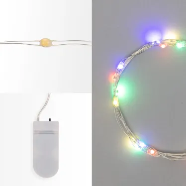 Гирлянда Роса 2 м, 20 LED, цвет свечения мультиколор, тонкий батарейный блок | 303-009-1 | NEON-NIGHT