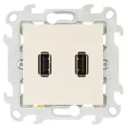 Коннектор 2хUSB, слоновая кость