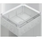 Коробка КМ41275 распаячная для открытой проводки 240х195х90мм IP44 (RAL7035 прозрачный красный кабельные вводы 5 шт)