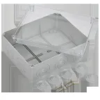 Коробка КМ41275 распаячная для открытой проводки 240х195х90мм IP44 (RAL7035 прозрачный красный кабельные вводы 5 шт)
