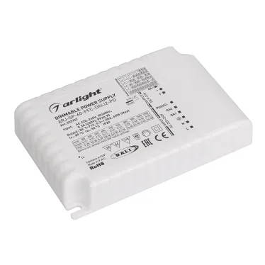 Блок питания ARJ-SP-60-PFC-DALI2-PD (60W, 9-71V, 0.35 -1.05A) (Arlight, IP20 Пластик, 5 лет) | 033732 | Arlight