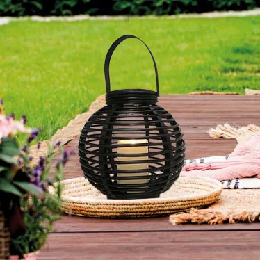 Декоративный фонарь на солнечной батарее 20х20х22 см, черный плетеный корпус, теплый белый цвет свечения | 501-143 | NEON-NIGHT