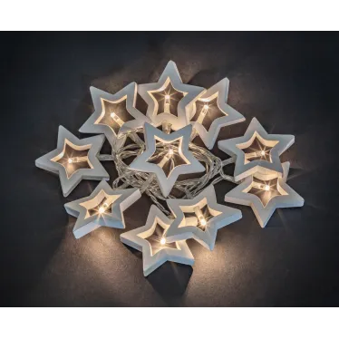 Гирлянда световая  NGF-D009-10WW-2AA-деревянные звёздочки | 14047 | Navigator