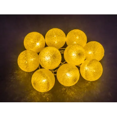 Гирлянда световая  NGF-D010-10WW-2AA-золотые шарики (ткань) | 14048 | Navigator