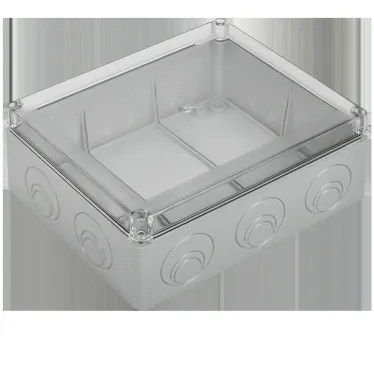 Коробка КМ41276 распаячная для открытой проводки 240х195х90мм IP55 (RAL7035 прозрачный красный кабельные вводы 5 шт)