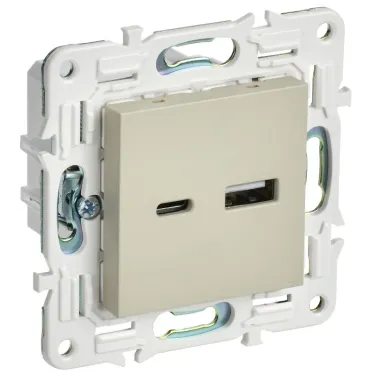 SKANDY Розетка USB A+C 3,1А SK-R14B бежевый IEK