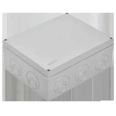 Коробка КМ41271 распаячная для открытой проводки 240х195х90мм IP44 (RAL7035 кабельные вводы 5 шт)