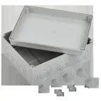 Коробка КМ41271 распаячная для открытой проводки 240х195х90мм IP44 (RAL7035 кабельные вводы 5 шт)