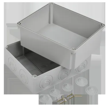 Коробка КМ41274 распаячная для открытой проводки 240х195х165мм IP55 (RAL7035 кабельные вводы 5 шт)