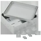 Коробка КМ41342 распаячная для открытой проводки 240х195х90мм IP55 (RAL7035 монтажная плата кабельные вводы 5 шт)