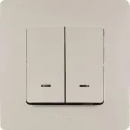 ETIKA Выключатель двухклавишный с подсветкой слоновая кость безвинтовые зажимы 10АХ